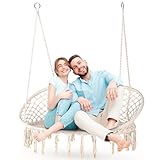 Outtec® XXL Hängesessel Outdoor - bis 200 kg, Hängeschaukel Zweir Personen - 2-Sitzer Sessel zum Aufhängen - Hängekorb, Gartenschaukel, Schaukel für Garten, Terrasse, Balkon - Boho