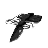 ODENWOLF ACUS Neck Knife Messer - inklusive Kydex Scheide und Kugel Halskette zum umhängen - Mini Tactical Survival Outdoor Messer für verstecktes tragen (Acus - Schwarz)