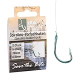 Zite Fishing Sbirolino-Haken Größe 6-10 200 cm | Forellenhaken Blau mit monofiler Vorfachschnur | 10 Stück Angelhaken & Vorfachhaken Gebunden Forellen-Angeln (#8)