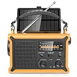 MINORZ Notfallradio mit Große Solarplane, 12000mAh Kurbelradio mit AM/FM, HiFi Klangqualit, SOS, Taschenlampe & Leselampe, IPX6 Wasserdicht, Solar Radio für Outdoor Camping Notfall