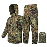 LOOGU Camo Regenanzug – Regenausrüstung für Herren, wasserdicht, leichter Regenmantel, atmungsaktive Herren-Regenjacken, Kapuze