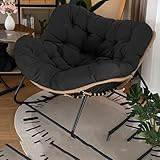 Generisch Schaukelstuhl Auflage wasserdicht Rattan Wohnzimmer, 13cm Dicke Bequemer Schaukelsessel Kissen Outdoor Indoor, Papasansessel Kissen Auflage Doppelt Für Garten, Terrasse,Schwarz,125x130cm