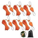 6 Stück Abspannseil mit Ratsche, 4M Abspannseile mit Seilspanner, 1/8 Zoll Spannseil mit Ratsche Spannseile mit Haken, Zelt Spannseil Winddichtes Outdoor-Seil Camping (Orange)