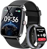 Gydom Smartwatch Herren mit Telefonfunktion 1.85' HD 2 Armbänder Fitnessuhr Fitness Tracker Herzfrequenz/SpO2/Schlafmonitor/IP68 Wasserdicht Sportuhr Schrittzähler Uhr für Samsung Android iOS Schwarz