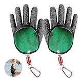 ACONDE 2 Stücke Stichfeste Bissfest Angelhandschuh, Angelhandschuhe mit Magnetverschluss, wasserdichte Angelhandschuhe, für Den Sicheren Umgang mit Hecht Wels Zander