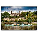 Premium Textil-Leinwand 120 x 80 cm Quer-Format Dampfer 'Kurort Rathen' | Wandbild, HD-Bild auf Keilrahmen, Fertigbild auf hochwertigem Vlies, Leinwanddruck von Dirk Meutzner