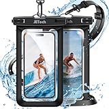 JETech Wasserdicht Handytasche, 2 Stück Hülle für iPhone 17e 17 16e 16 15 14 Air Pro Max Plus, Galaxy S26 S25 Ultra, Pixel 10 Serie und Andere bis zu 7,2 Zoll, IPX8 Trockensack (Schwarz+Schwarz)
