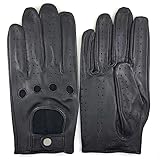 ZLUXURQ Herren Luxus 100% Schaffell Fahrhandschuhe-Weiches hochwertiges Leder