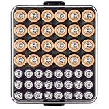 Batterie Organizer Aufbewahrungskoffer, Batterie Vault Box Container für 48pcs AA AAA Batterien, Kunststoff Clear schützender Batteriehalter für Reisen/Haus/Büro (Schwarz, M)