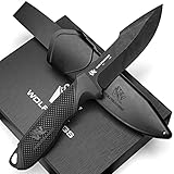 ODENWOLF W1 Outdoor Messer feststehende Klinge - Inkl. Scheide - Ideales Jagdmesser aus einem Stück D2 Stahl gefertigt - Premium Survival Messer - Perfektes Bushcraft Messer Outdoor