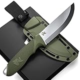 Wolfgangs W-SCANDI Angelmesser mit feststehende Klinge - Inkl. Scheide - Ideales Outdoor-Messer aus einem Stück D2 Stahl gefertigt - Premium Survival Messer - Perfektes Bushcraft Messer Outdoor
