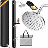 KESSER® Solardusche 35L Gartendusche, Solar Dusche für Garten & Pool mit warmem Wasser, Pooldusche ohne Strom, Regenduschkopf & Wasserhahn mit Gartenschlauch-Anschluss + Ablage, Schutzhaube & Tasche