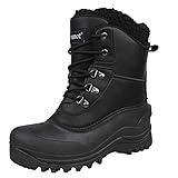 riemot Wasserdicht Schneestiefel Warme Winterstiefel Herren Gefüttert Winterschuhe Winter Rutschfest Stiefel Damen Outdoor Wanderschuhe Trekkingschuhe Winter Boots Herren Schwarz 46 EU