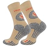 STARK SOUL Trekking Wandersocken für Damen & Herren, 2 Paar Atmungsaktive Gepolsterte Outdoor-Socken (Beige, 35-38)