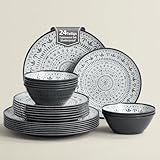 La Joventino 24 Stück Melamin Campinggeschirr Set für 8 Personen - Teller Set & Melamin Geschirr Set Combo, Perfekt für Gruppen Outdoor Essenszeit