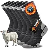 Niorasen Merino Socken Herren Damen, Dicke Thermosocken, Funktions Merinowolle Wandersocken, Warme Wintersocken, Arbeitssocken, Gepolstert Wollsocken, Laufsocken, Sportsocken, Unisex 3 Paar