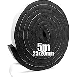 SDLDEER Moosgummi Selbstklebend Dichtungsband Selbstklebend Schaumstoff Klebeband für Fenster Türdichtungen Siegel Anti-Kollision Schalldämmung (25mm(B) x20mm(D) x5m(L))