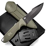 ODENWOLF W2 Outdoor Messer feststehende Klinge - Inkl. Scheide - Ideales Jagdmesser aus einem Stück D2 Stahl gefertigt - Premium Survival Messer - Perfektes Bushcraft Messer Outdoor