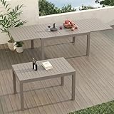 TRIUMPHKEY Gartentisch Ausziehbar, Gartentisch Wetterfest mit Aluminium, 130/260 x 75cm Esstisch Ausziehbar für 6-8 Personen, Geeignet als Gartentisch Partytisch Balkontisch, Braun