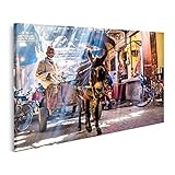 Bild auf Leinwand Straße Marrakech Geschäftige Traditionelle Medina Einheimische Touristen Marokko Wandbild Leinwandbild Bilder für Wohnzimmer GDRH-1P