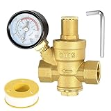 Druckminderer Wasser 1/2 zoll DN15 mit Manometer, Hergestellt aus 100% Hohe Härte Messing, Einstellbar Druckminderer für Wasser überdruckventil Wasser Druckminderer, Wasserdruckminderer Boiler