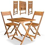 Casaria® Balkonmöbel Set 2 Personen Wetterfest Holz Vormontiert Klappbar 110kg Belastbarkeit Balkon Garten Terrassenmöbel Gartenmöbel 3-TLG Akazie