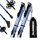 DOBESTS Wanderstöcke, Nordic Walking Stöcke Aluminium, mit extra Gummipuffer und Tragebeutel, Faltbare Leichte Trekkingstöcke für Damen und Herren, Wanderstock Verstellbar 110cm-130cm (Blau)