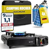 MAGNUM® Gaskocher inkl. 4x Gaskartuschen - Campingkocher mit Gaskartuschen – Gaskocher Camping