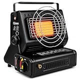 Qivee 2-in-1 Gasheizung Camping, Tragbarer Gasheizer mit Kochfunktion, 1,7 kW Butan Keramik Heizstrahler, Stufenlose Temperaturregelung, Outdoor Indoor Heizgerät, Schwarz
