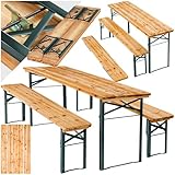 tectake® Bierzeltgarnitur klappbar, Biertisch Klapptisch mit 2X Bierbank, Gartenmöbel Set, Camping Zubehör, Klapptisch Esstisch, Camping Tisch faltbar, Balkontisch, Campingtisch klappbar