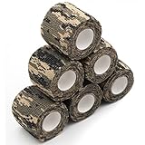 Favuit Outdoor Tarnband, 6 Rollen Selbstklebende Tarnbandage Camouflage Tape Multifunktionales Stealth Vliesstoff Tarnung Band Camo Stretch Bandage für Taschenlampe Teleskop Fahrrad Jagd Kamera