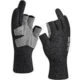 Palmyth Woll-Angelhandschuhe mit 3-teiligen Fingern, warm für Männer und Frauen, Fingerlose Handschuhe für kaltes Wetter, ideal zum Angeln, Fotografieren und Jagen im Winter (Schwarz, S/M)