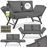 KESSER® Gartenbank Polyrattan Luna mit Liegefunktion Gartensofa 4 in 1 Verstellfunktion Gartencouch Wetterfest Balkonsofa Verstellbare Armlehnen, Extra Dicke & Weiche Polsterung Garten/Balkon/Terrasse
