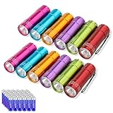 KunHe 12 Stück Mini Taschenlampe Set Kleine Taschenlampe für Mädchen Jungs Kinder mit 36 AAA Batterien mit Schlüsselband – Ideal als Mitbringsel Party Geschenke Kindergeburtstag Camping Gastgeschenke