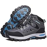 Littleplum Herren Wanderschuhe Winterschuhe Waterproof Wanderstiefel Outdoor Rutschfest High Top Trekkingschuhe,A Grau Schwarz,44 EU