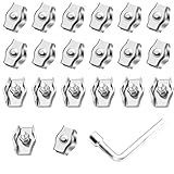 20 STK Drahtseilklemme M3, 304 Edelstahl Seilklemme Set, Drahtseilklemmen 3mm, Kabelklemmen, Drahtseil Clips Klemme für Stahlseil Drahtseil Wäscheleine Markise Fixiert, mit 7mm Schraubenschlüssel