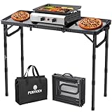 FUNYKICH Tragbarer Grilltisch 87 x 40cm,Campingtisch Outdoor Klappbar mit 3 Höhen Verstellbarer(26/48/70cm) Klapptisch mit Mesh Desktop,Leicht zu montieren Multifunktionstisch für BBQ Picknick Camping