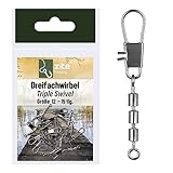 Zite Fishing Dreifach-Wirbel Set 3 Größen Forellen-Wirbel Sbirolino-Angeln 15 Stück Angel-Wirbel als Angel-Zubehör (Größe 12)