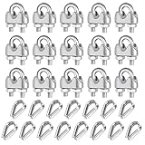 15 Stück Seilklemme 4mm Set Edelstahl M4 Seilklemmen 4mm Drahtseilklemme 4mm Drahtseil Kauschen Bügelseilklemme U Bolzen Klemme für Drahtseil