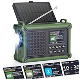 ROCAM Tragbares DAB+ Radio mit Bluetooth, 12000mAh Kurbelradio mit 8500mm² Solarpanel & 650mA Kurbel, DAB/UKW Digital Radio mit 2,4' Farbdisplay, 80 Sender, LED-Taschenlampe, SOS, IPX6 für Notfälle