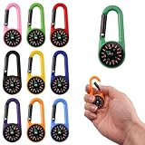 10 Stück Karabiner Haken Minikompaß, Bunte Karabiner Kompass, Karabinerhaken Mini Kompaß, Kompass Outdoor Kinder Anhänger, Multifunktionaler Tragbarer kompaß Klein für Outdoor Wandern Camping