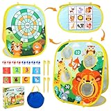 Funsland Wurfspiel Dartscheibe für Kinder, Spiele für Kinder ab 3, 3 in 1 Sitzsack Wurfspiel Geburtstagsgeschenke, Familienparty Aktivitäten, Spielzeug für Drinnen, Garten, Party