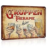 Chstarina retro blechschilder vintage, schild gruppentherapie hier, bar schilder retro, metallschilder, lustige schilder alkohol für Haus, Café-Bar, Club, Pub, Wanddekoration, 30 * 20 cm