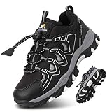 UOVO Turnschuhe Jungen Wasserdicht Wanderschuhe Sneakers Kinder Trekking Schuhe Outdoor Sportschuhe Laufschuhe Schwarz 40