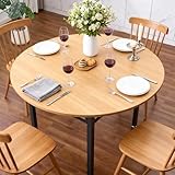 Mingone Runder Esstisch für 4-6 Personen Esstisch Rund 100cm Küchentisch mit Holzplatte Runder Tisch Eiche-Optik mit Metallbein für Wohnzimmer Balkon Esszimmer
