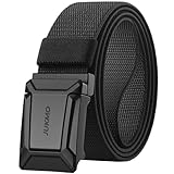 JUKMO Taktischer Stretchgürtel für Männer, Militär Arbeit Rigger Wandern,3,8cm elastische Nylon Web Ratsche Schnellspanner Gürtel in Geschenkbox (Schwarz, Medium)