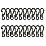 Temlum Aluminium Karabinerhaken, 2,5 cm Mini Karabiner Set, Karabinerhaken mit Schnapp Verschluss, Schlüsselanhänger Haken für Camping, Reisen, Wandern (Schwarz, 20 Stück)