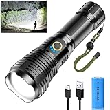 Glarylight Taschenlampe LED Aufladbar 600000 Lumen, LED Taschenlampe Extrem Hell XHP70.2 Taschenlampen Akku USB, Starke Taschenlampe IPX7 Wasserdicht, Zoombar Flashlight für Outdoor NotfäLle