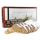 500 g handgemachter Marzipanstollen im Geschenkkarton Motiv – Panorama Dresden