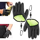 Qianyu 1 Paar wasserdichte Angelhandschuhe Rutschfesten Handschuh Landehandschuh mit 2 Magnetic Buckle Angelzubehör für Den Sicheren Umgang mit Hecht Zander Wels